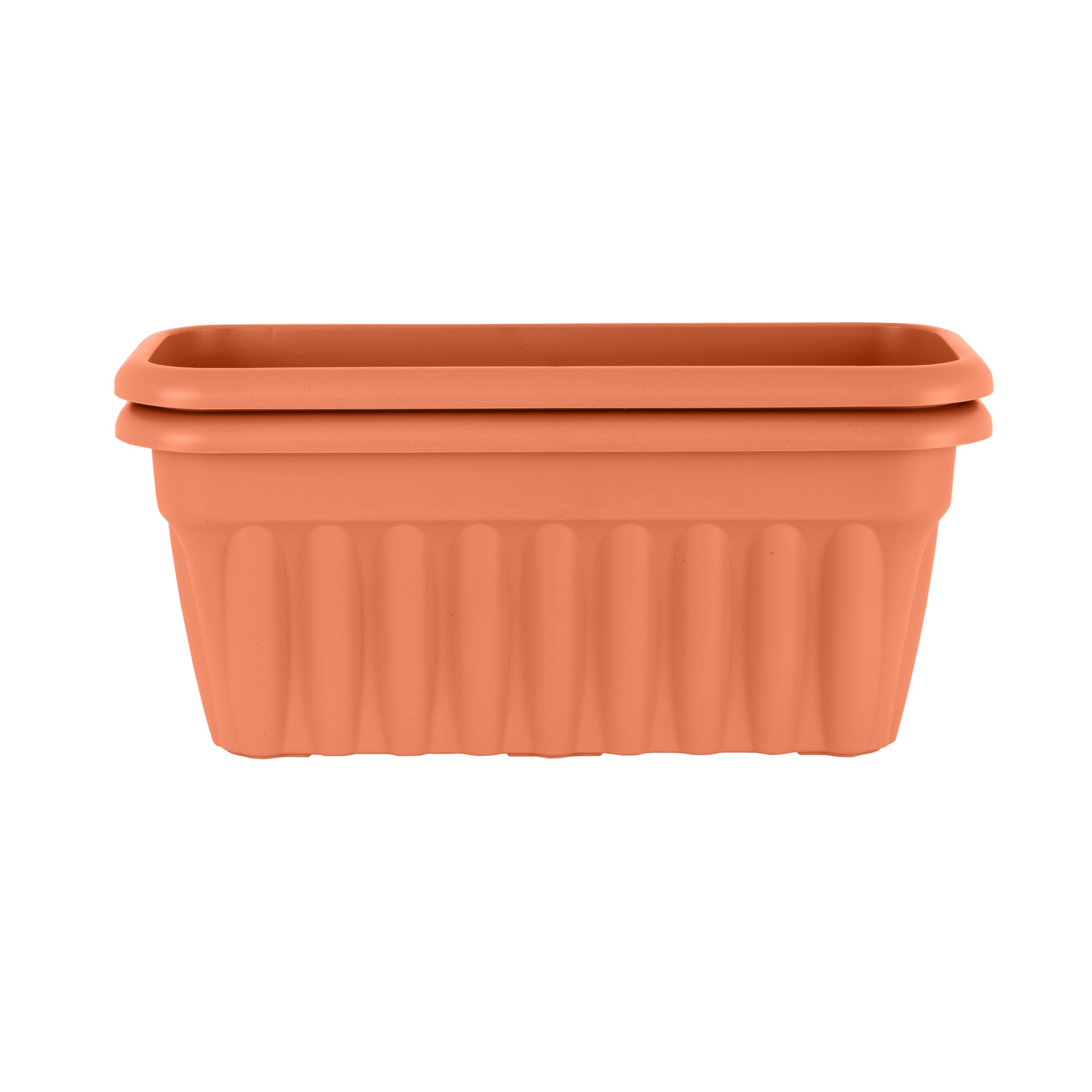 Wham Vista 2 x 60cm Rectangular Plastic Garden Troughs | 100% Recycled Plastic | Weather Resistant & Lightweight | Indoor & Outdoor Use | Drainage in UK - Terracotta