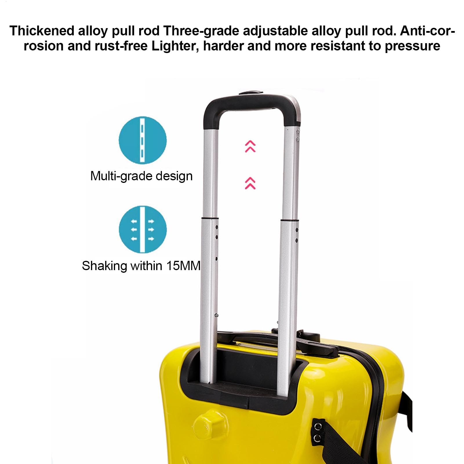 Kinder Aufsitzkoffer Trolley Koffer mit Sicherheitsgurten, Lenker und | Fahrbarer Koffer für und Mädchen 6-12 Jahre, 3-stelliges Zahlenschloss, im Freien, Flughafenreise