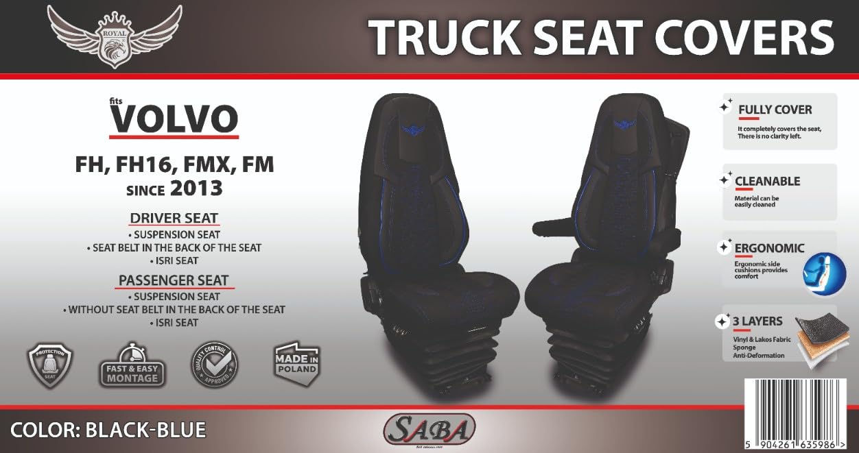ROYAL Funda de Asiento para Volvo FH, FH16, FMX, Azul