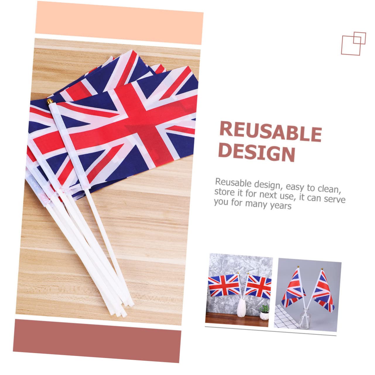 25 Pezzi Bandiere Inglesi Piccole a Mano in Poliestere Bandiere Union Jack per Feste Sportive Stadio Esterno
