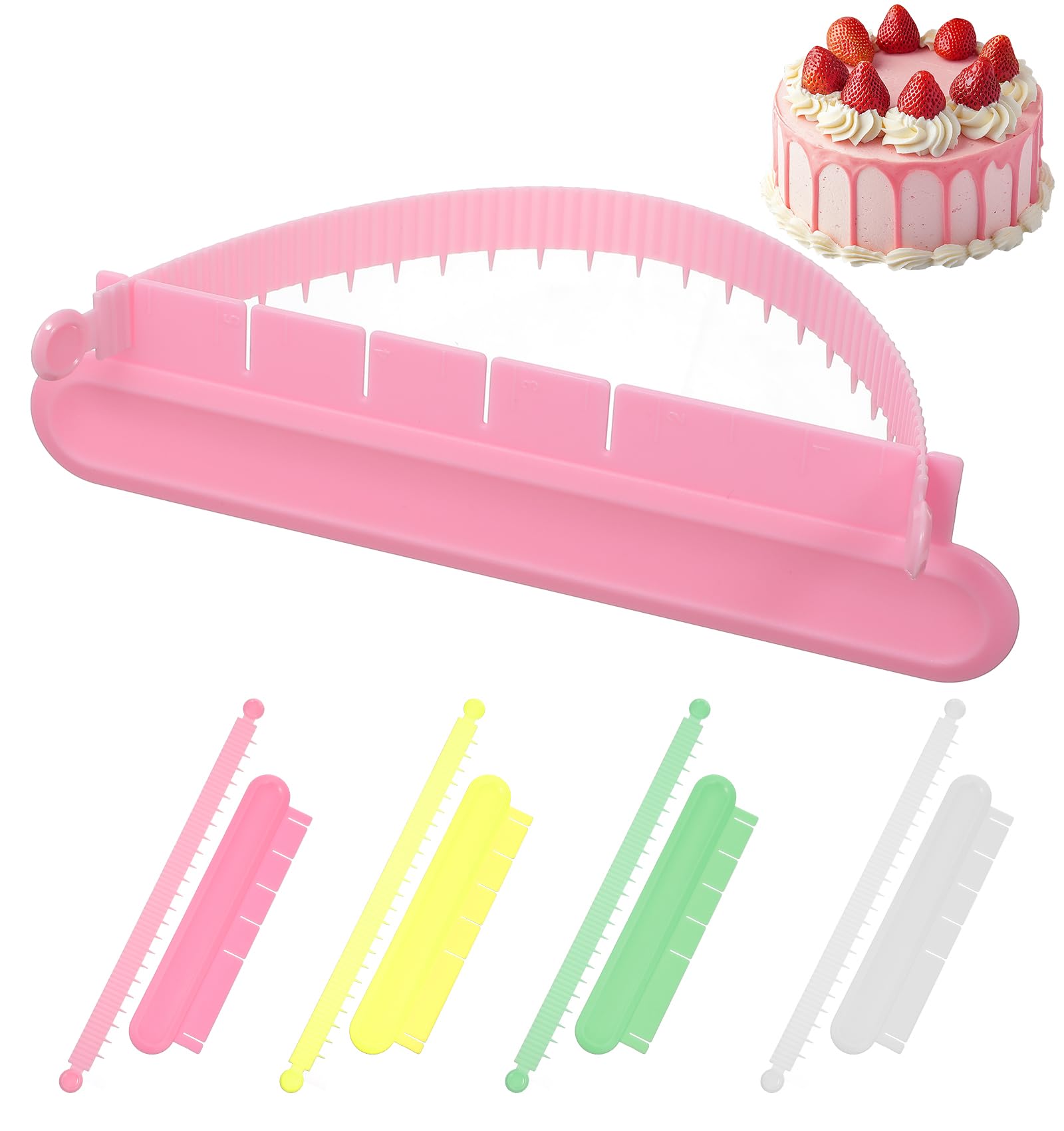 DOPENSPI 4PCS Cake Arch Guide Tools, Adjustable Cake Arc Ruler Fondant Decorative Marker Divider Baking Pastry Measure Tool Aid for Home Bakery Dessert Pastry Shop Controlling the Size and Position