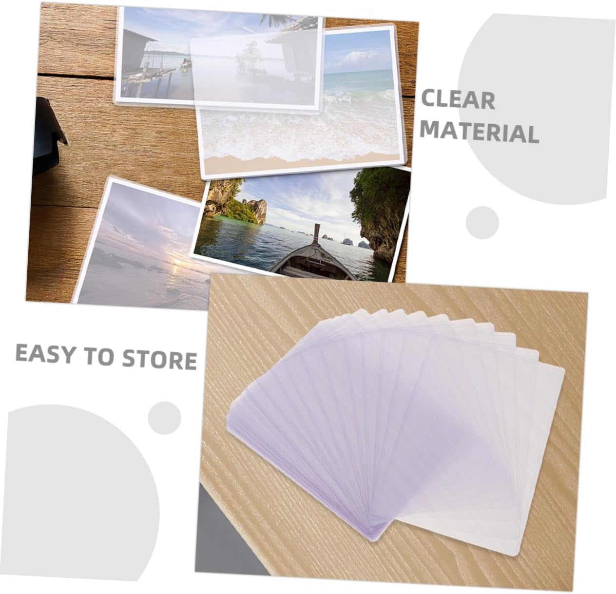 50pcs Hard Plastic Card Sleeves Waterproof Photo Protector Sleeves for Postcards and Travel Easy Insert Remove Holders