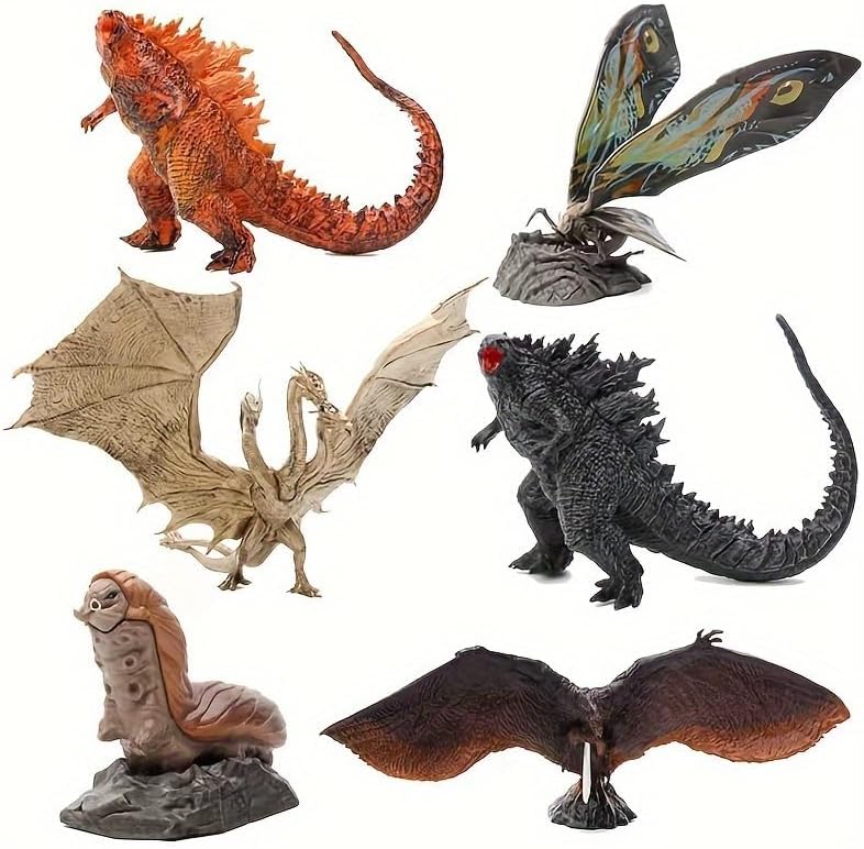 The King of Monster toys Movable Joint Action Figures, Mini Dinosaur Playsets Kids Birthday Gifts Cake Toppers Pack (6 colour)