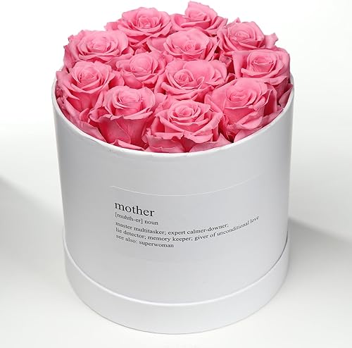 Shinenut Caja de regalo de flores preservadas de rosas reales que duran varios años para madre