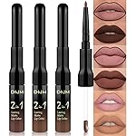 evpct 3Pcs Chocolate Nude Brown True Nude Matte Lip Liner & Liquid Lipstick Stain Makeup Set for Women, Lip Liner Stain Long Lasting Waterproof Smudge Proof, Cruelty Free Lip Makeup 24 hours originale