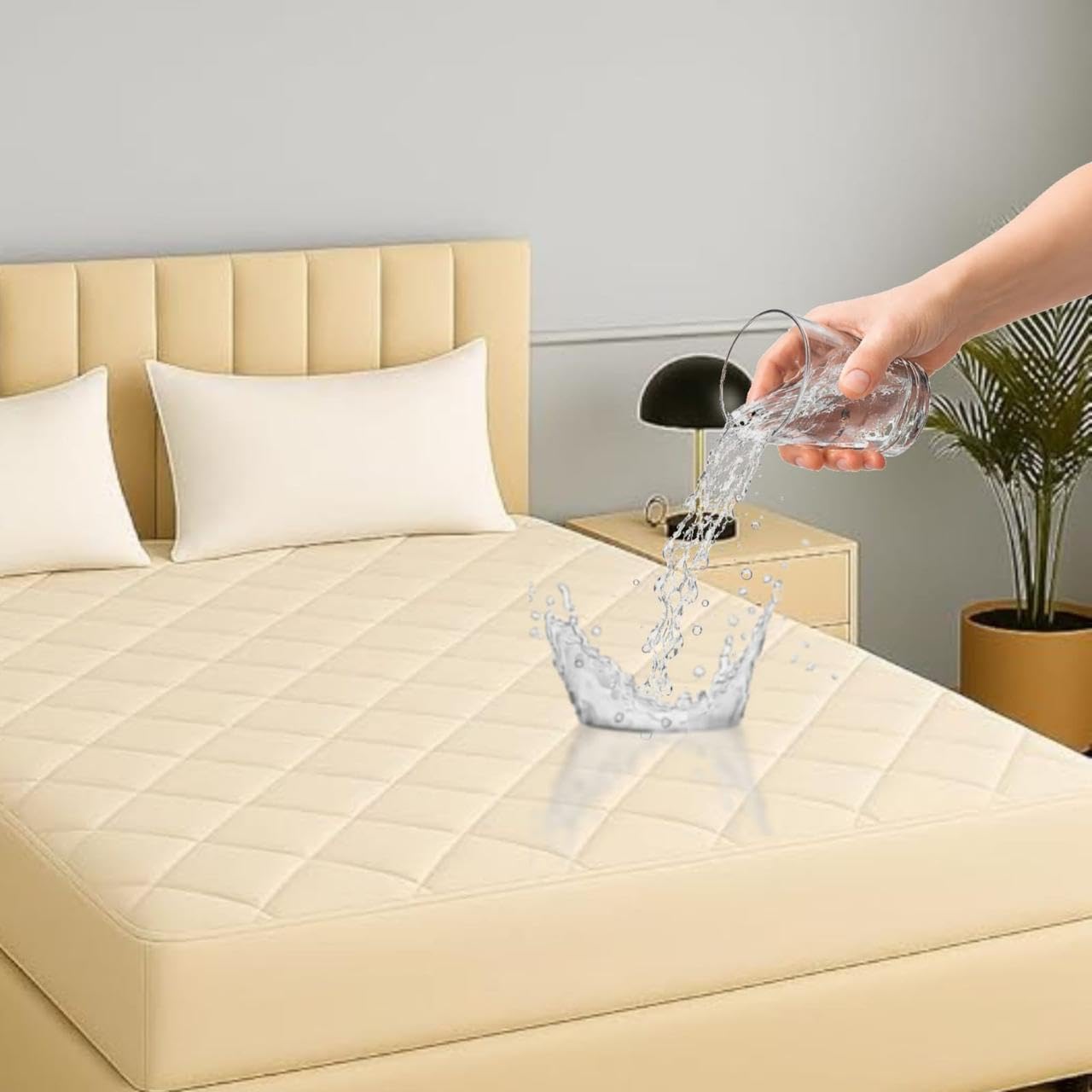 TAG 24 Waterproof Cotton Quilted Mattress Protector for Double Bed Size Breathable Hypoallergenic Noiseless Ultra Soft Fitted Cover 78x72 inch (King Size 78x72 inch | 6.5x6 ft, Off White)-picture-46