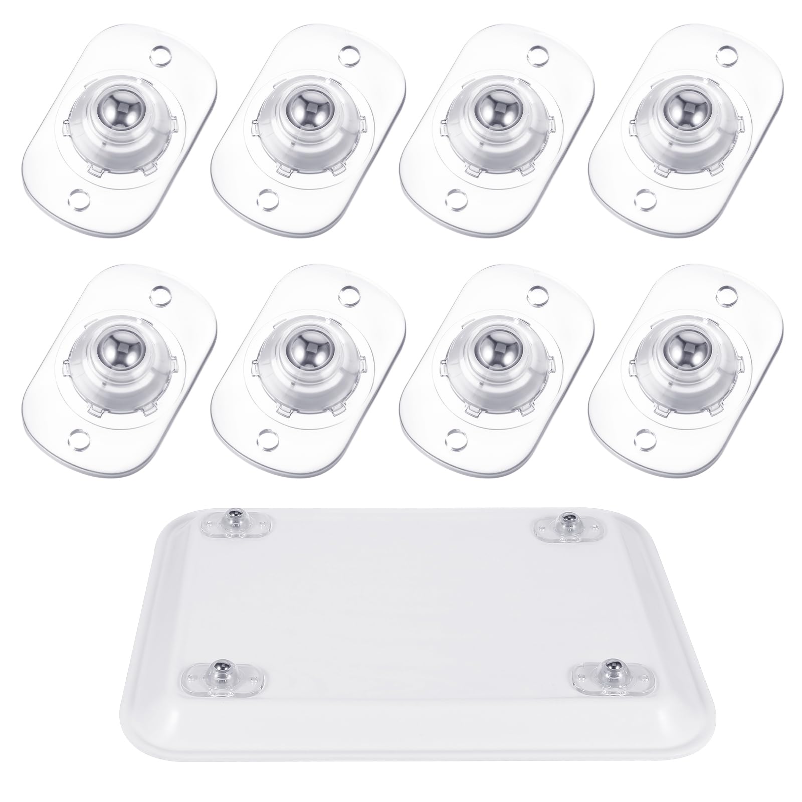 Lot de 8 glissières autocollantes pour appareils de cuisine, mini roulettes en acier, pivotantes à 360°, rouleau de transfert universel pour boîte de rangement, petits meubles (blanc)