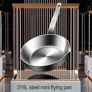 for mini Egg Pan 316 Stainless Steel Omelet Skillet with Spout Small Frying Pan for Single Serving Butter Melting Sauce Pan Compatible Gas Induction Cooktop(S)