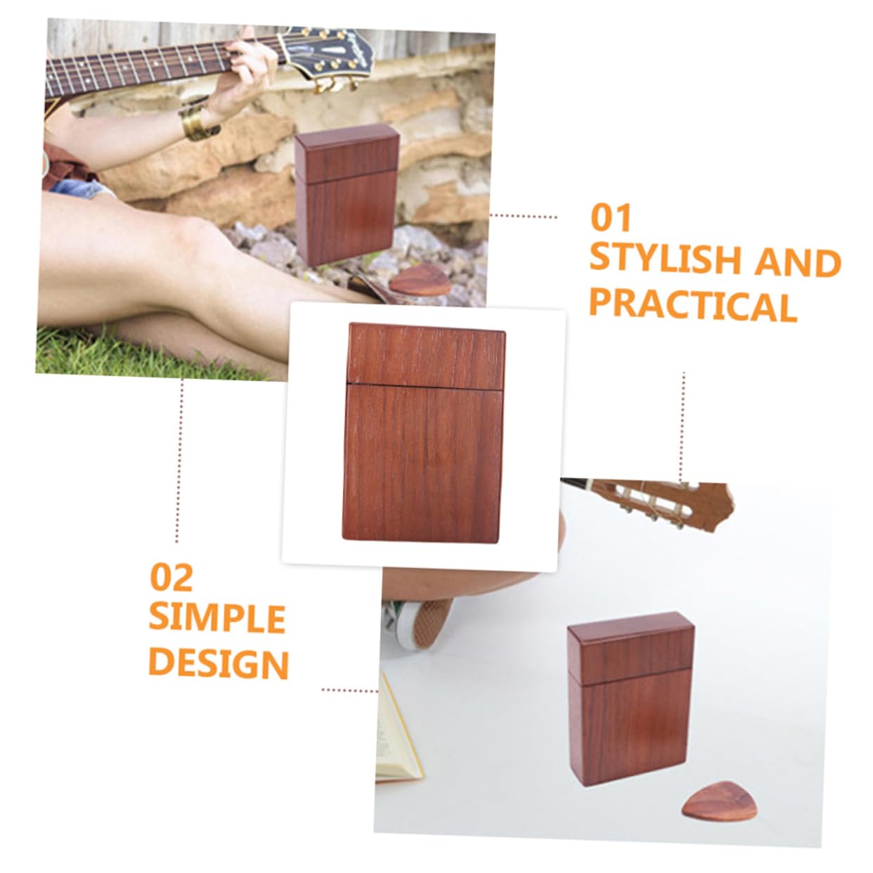 BESPORTBLE Wooden Guitar Picks Storage Box Compact Acoustic Guitar Pick Holder Durable Walnut Plectrum Case for Easy Travel and Organization present for Musicians