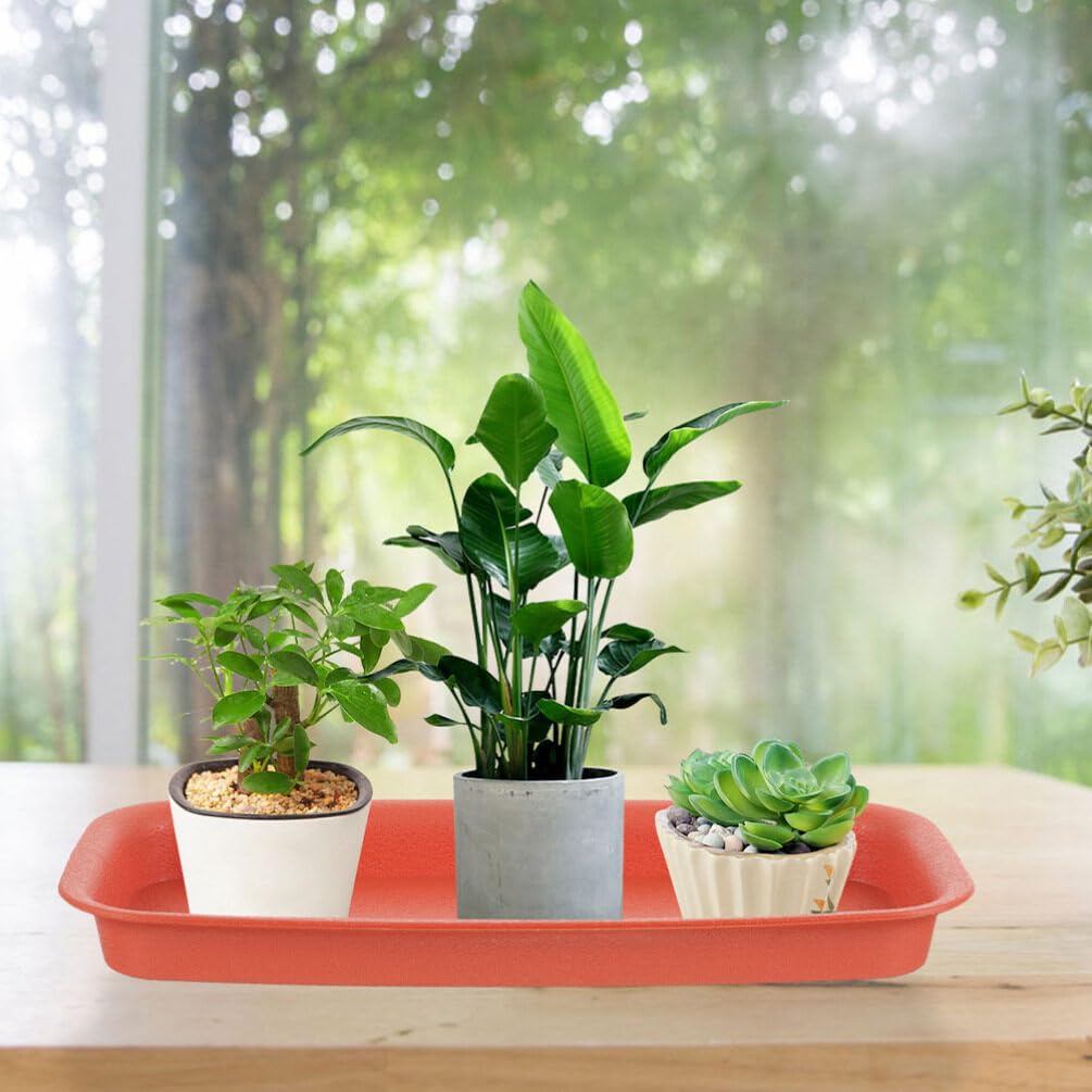 Yardwe 3pcs Plastic Plant Saucer Drip Trays, Rectangular Planter Tray, Large Pot Saucer - Image 2