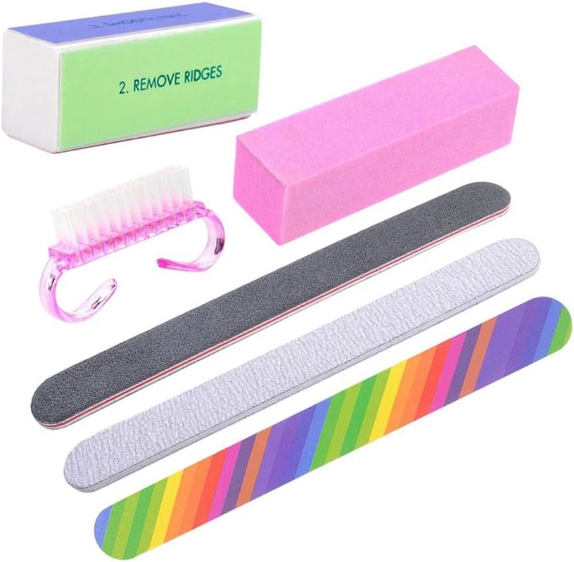 6pcs/lot Nail Manicure Kit Brush Durable Buffing Grit Sand Fing Art Accessories Sanding Nail Files UV Gel Polish Tools Random Color