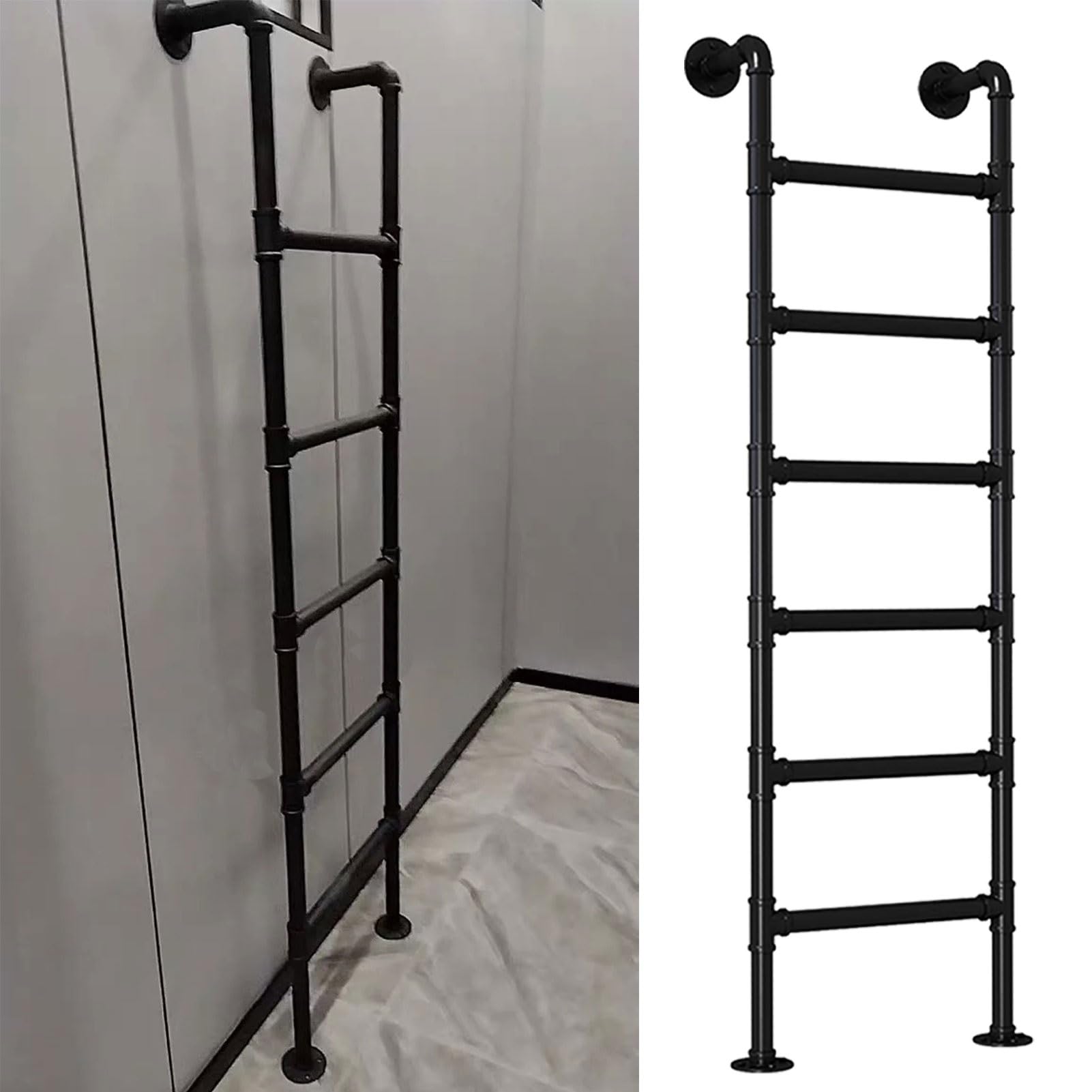Escalera de metal para pared: solución de acceso a lofts y camas altas