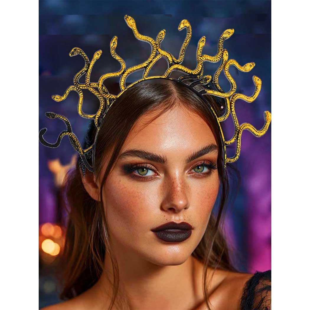 Fashband Medusa Snake Headband Greek Goddess Headbands Halloween Hair Accessories for Women (Gold, One Size)