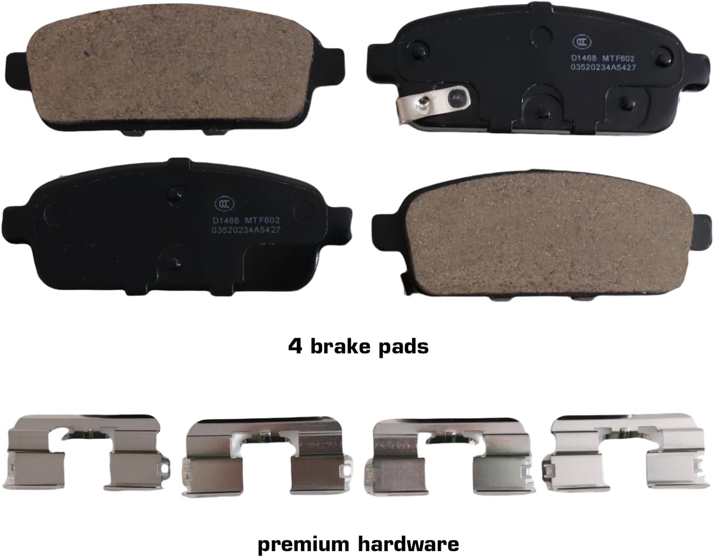 D1468 Rear Ceramic Brake Pads for Buick Cascada 2016-2017, Verano 2012-2017, Encore 2013-2017 | Cadillac ELR 2014-2016, Cruze 2010-2015, Cruze Limited 2016, Sonic 2013-2016, Volt Orlando Trax