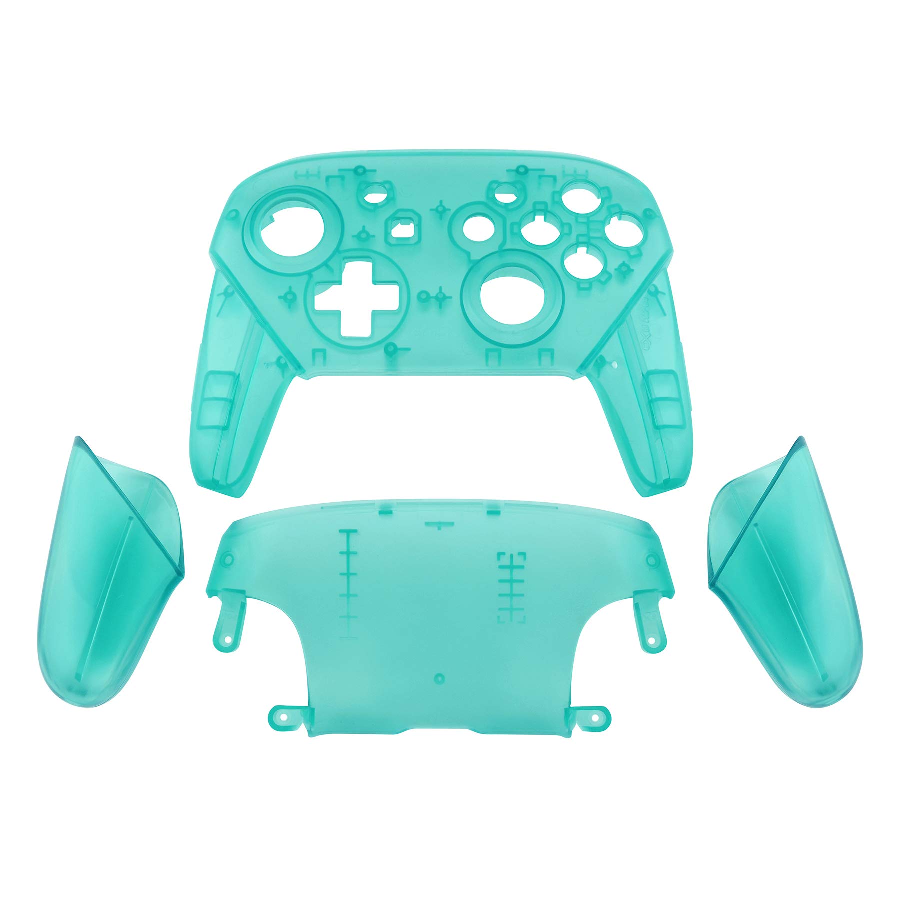 eXtremeRate Coque de Remplacement pour Nintendo Switch Pro Manette, Coques Avant Arrière Poignées Grips pour Manette Switch Pro Coque Customisé Vert Émeraude
