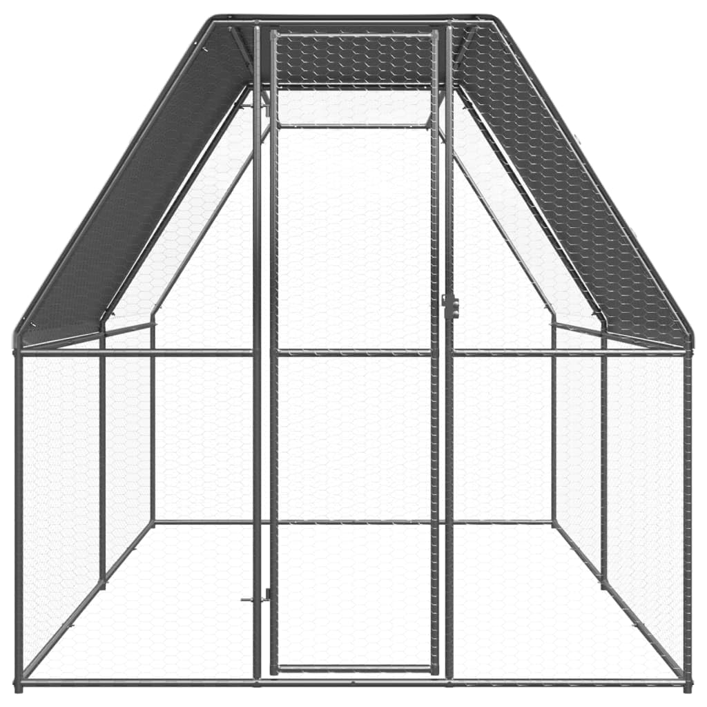 Jaula para pollos de acero galvanizado, 2 x 4 x 2 m, gran recinto exterior para pollos, patos y aves de corral, recinto estable para animales pequeños con techo y puerta con cerradura