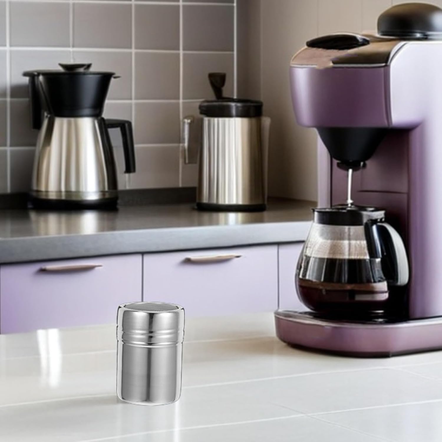 ABOOFAN Stainless Steel Sugar Powder Shaker with Lid Fine Mesh Dredge for Cocoa Flour Cinnamon Coffee Salt Even Sprinkling for Baking and Beverage Topping 2.75 X 1.96 X 1.96 in