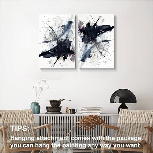 Miniatura 520 de Lienzo artístico para pared, pinturas de arte abstracto, fantasía azul, grafiti colorido sobre fondo blanco; decoración artística moderna para sala