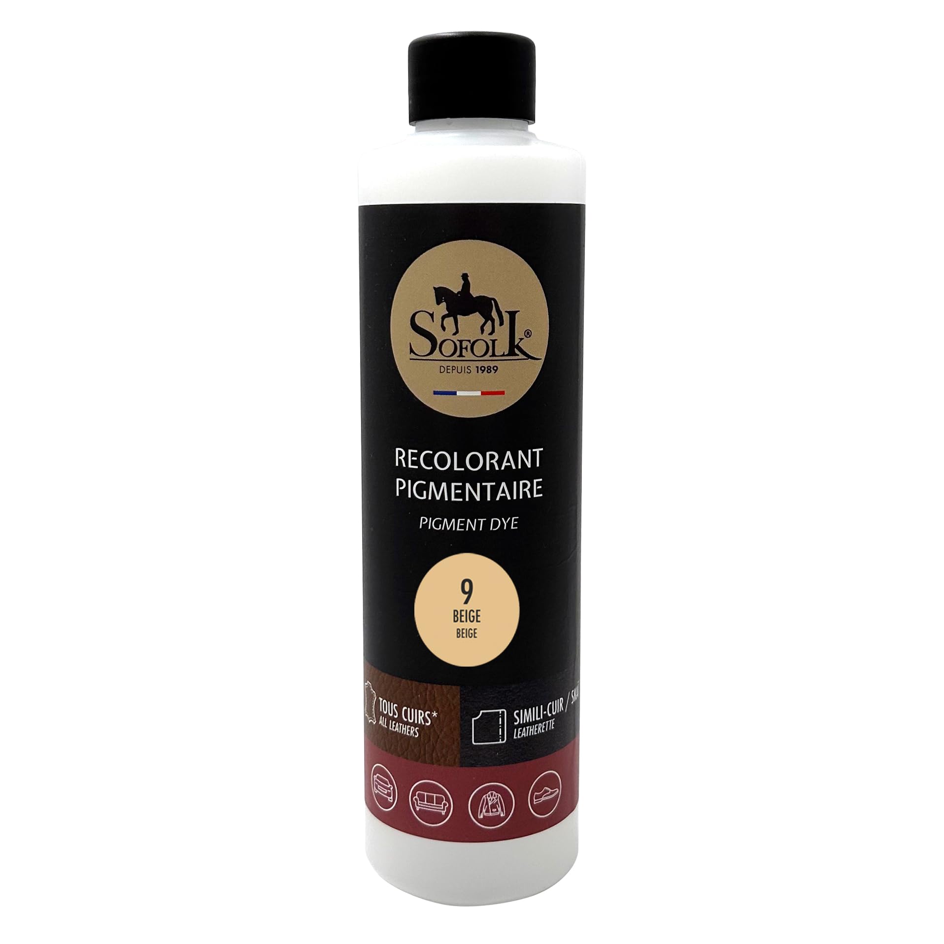 Sofolk - Pintura Cuero/Polipiel - Recoloración para cuero dañado, rayado, arañado, descolorido - Volante de coche, asiento de coche, sofá, zapatos - 125ml - 00-WHITE — view 50
