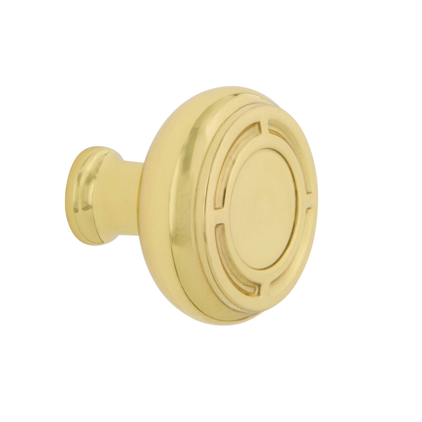 NostalgicWarehouse 756151 Mission 1 3/8" Knob in Unlacquered Brass Cabinet Hardware