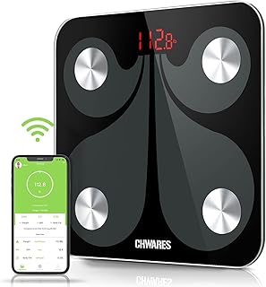 Body Fat Scale, USB Rechargeable Digital Weight Bathroom Scales, CHWARES Smart BMI Scale with 13 Body Data, Electronic Scale for Body Weight with Bluetooth, 400lbs, Smart Digital Bathroom Weight Scale