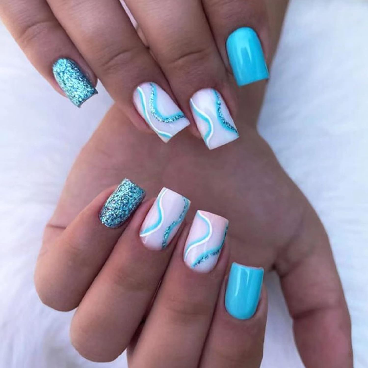 MISUD Press on Nails - Short Square Acrylic Nails