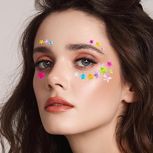 Miniatura 2 de Gemas para la cara con patrón de estrellas, diamantes de imitación autoadhesivos para Halloween, rave, maquillaje featival, para cuerpo, cara, ojos,
