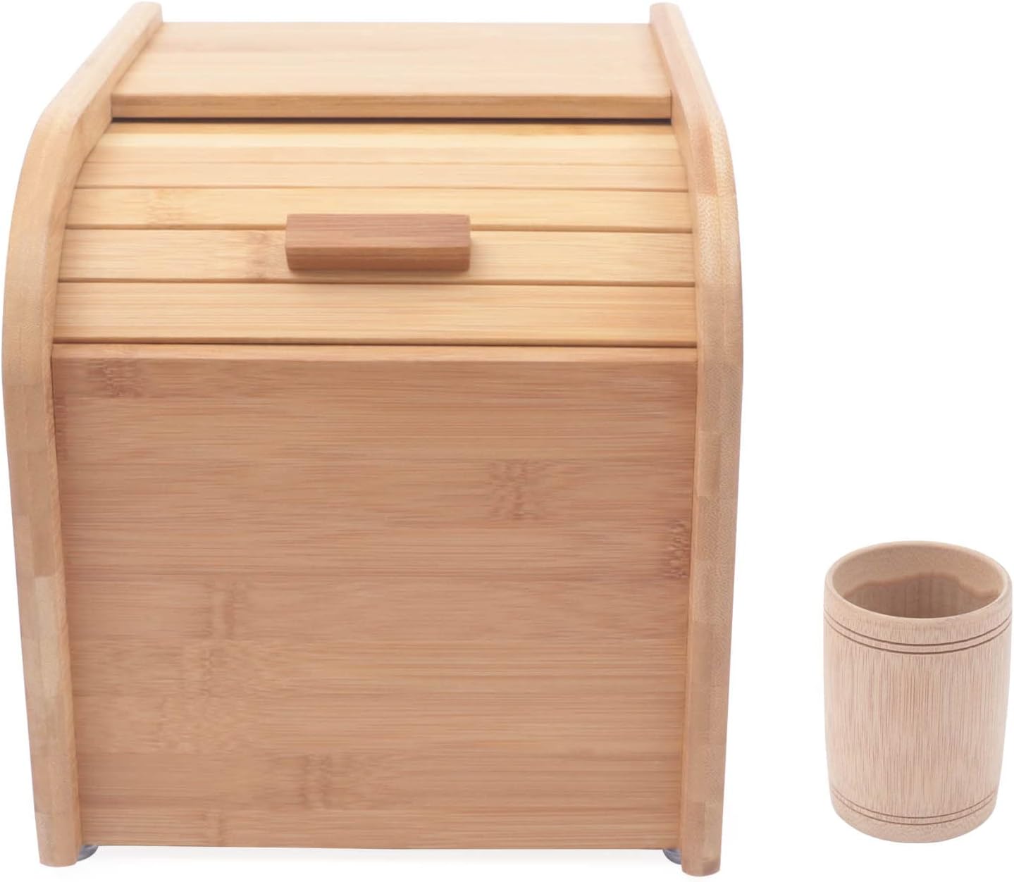 kangten Rice Dispenser, Wooden Rice Storage Container with