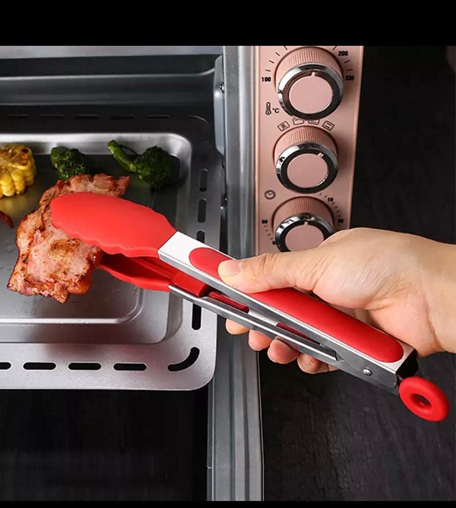 Keukentang, 9 inch siliconen tang, set van 2 voedselveilige siliconen roze kooktang antislip vergrendeling barbecuetang serveertang saladetang met roestvrijstalen handgreep Keukentang, 9 inch siliconen tang, set van 2 voedselveilige siliconen roze kooktang antislip vergrendeling barbecuetang serveertang saladetang met roestvrijstalen handgreep