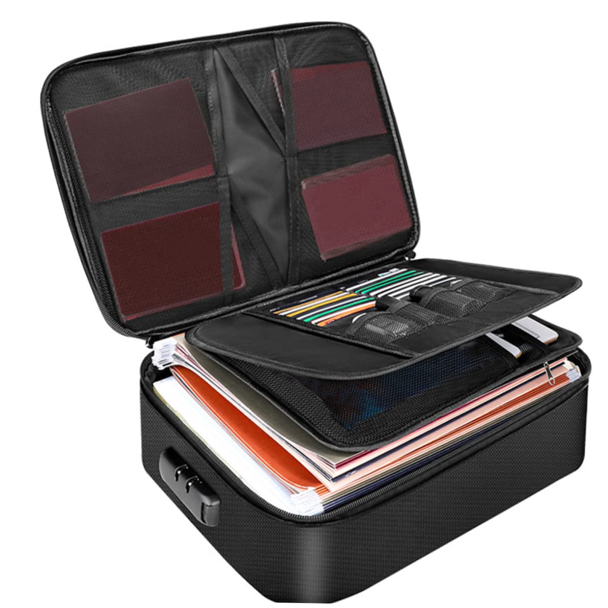 GALPADA Borsa Porta Documenti Ignifuga e Fibra di Silicone Zip, Grande Capacità, Portatile per Ufficio e Casa