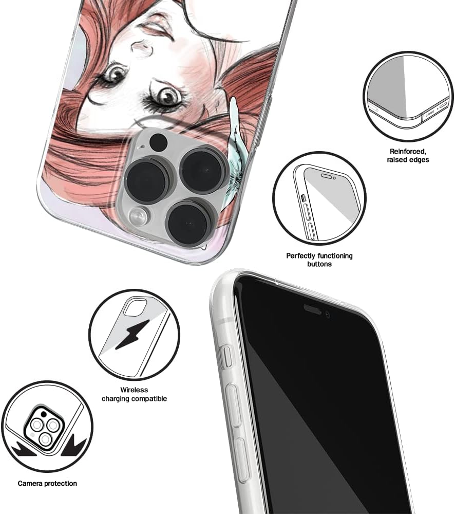 ERT Group Mobile Phone case for Apple iPhone 14 PRO MAX Original and Officially Licensed Disney Pattern Ariel 005 optimally adapted to The Shape of The Mobile Phone, case Made of TPU