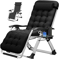 Vista 17 de MOPHOTO Silla de Gravedad Cero, Silla de Salón Acolchada para Exterior con Mesa Lateral, Silla Reclinable de Gravedad Cero, Silla Reclinable