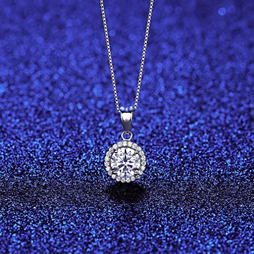 Collier Moissanite 1 Carat en Argent, Chaîne de Clavicule Scintillante pour Femme