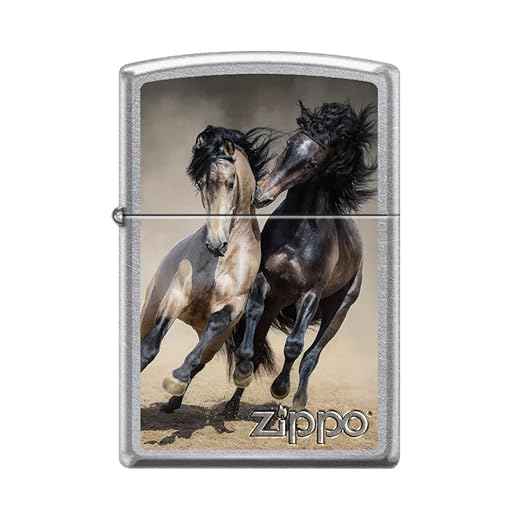 Zippo Lighter- Horses Stallions Gallop Street Chrome Windproof Lighter #Z5271