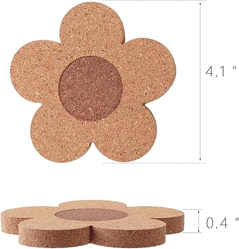Miniatura 3 de Juego de 12 posavasos de corcho de 38 pulgadas de grosor para bebidas, absorbentes y reutilizables, 100% corcho natural de 4 pulgadas, forma de