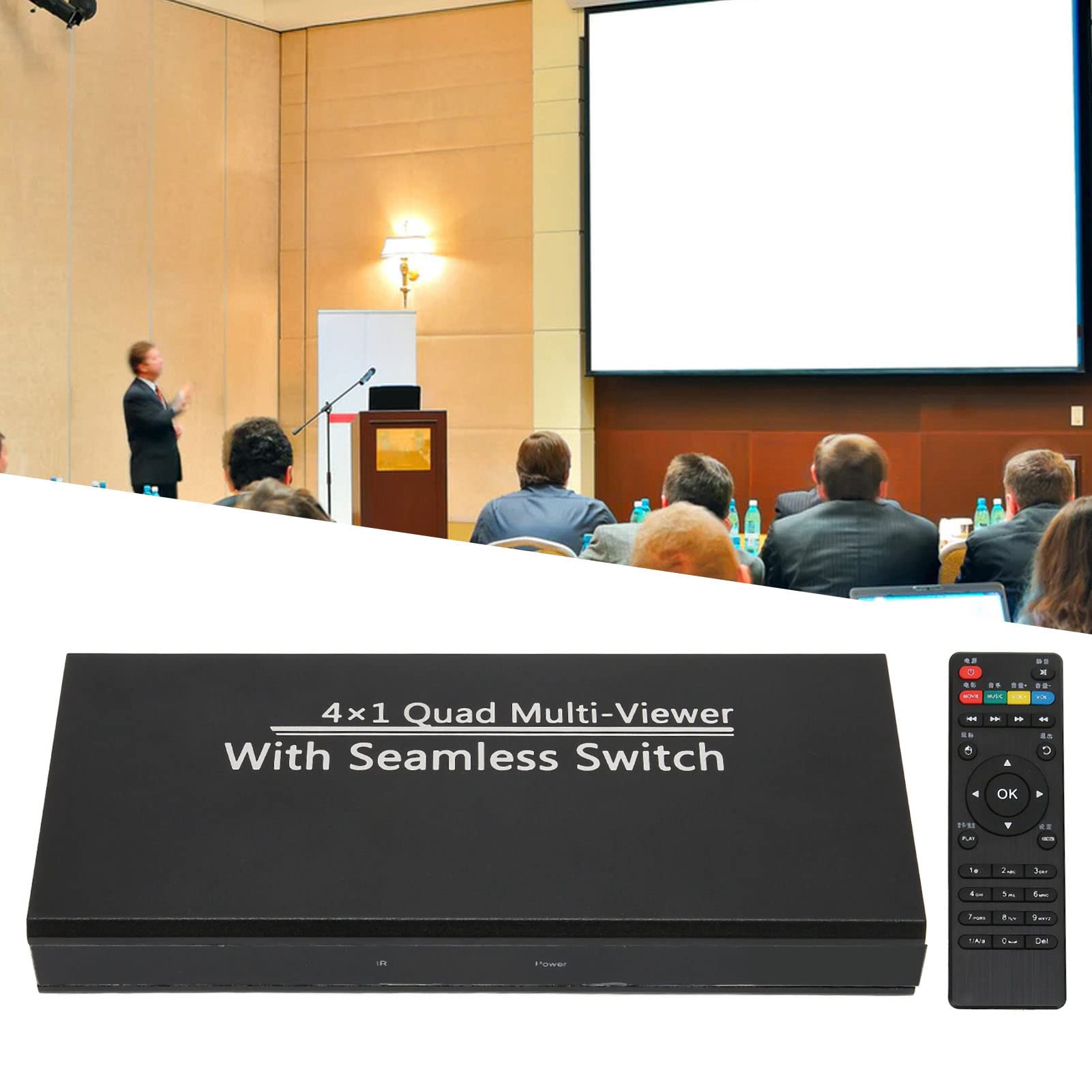 Lecteur Vidéo 100-240V, Lecteur Vidéo D'Interface Multimédia HD 4 Voies, Prise en Charge de L'Interface Multimédia HD Vers DVI Ou Vers Vga et Lecteur Multimédia de Carte Mémoire de Disque U (UE)