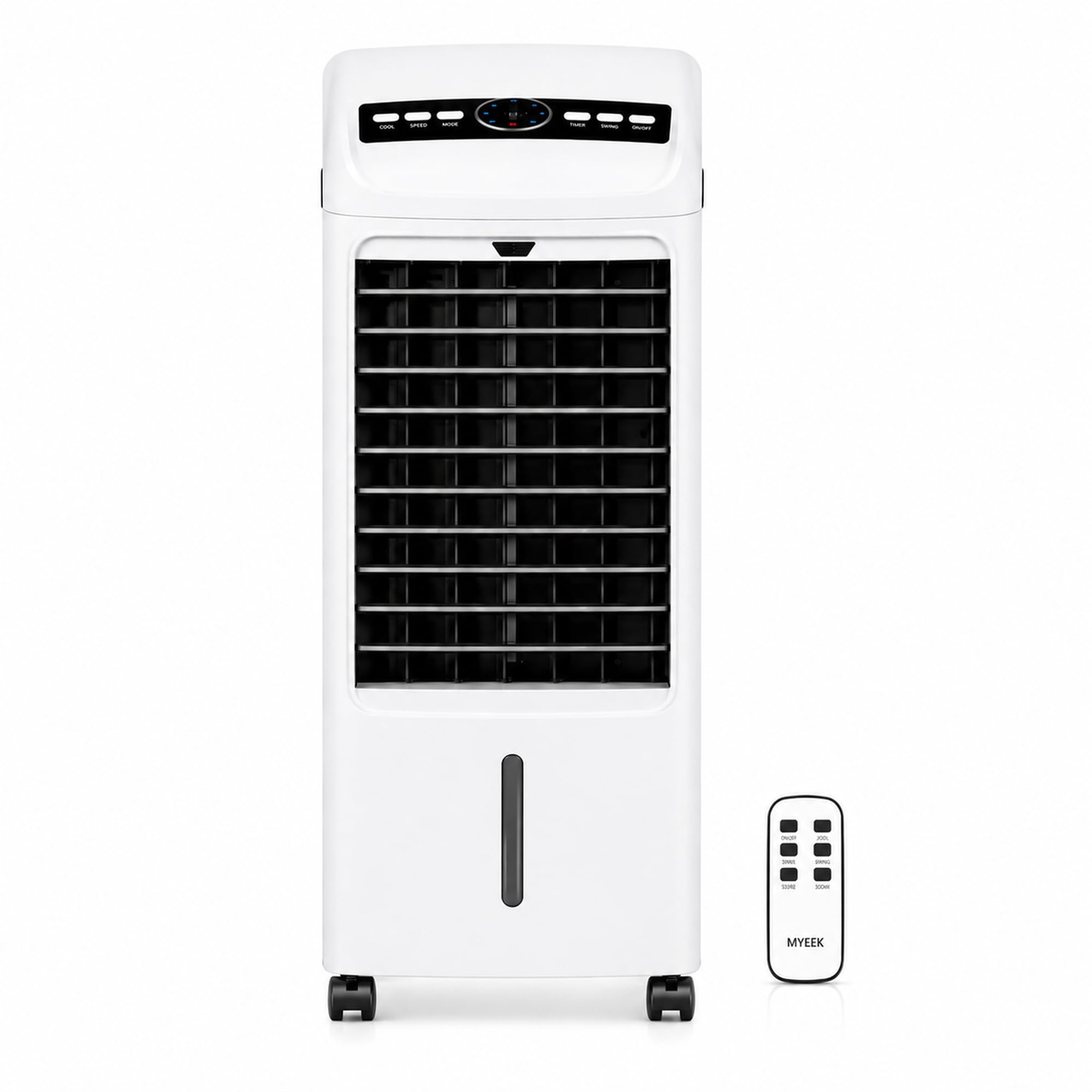 Mylek White Air Cooler Portable Evaporative 4L Water Oscillating Fan Humidifier 75W For Cooling Bedrooms, Home, Office With Remote Control And 4 Ice Packs