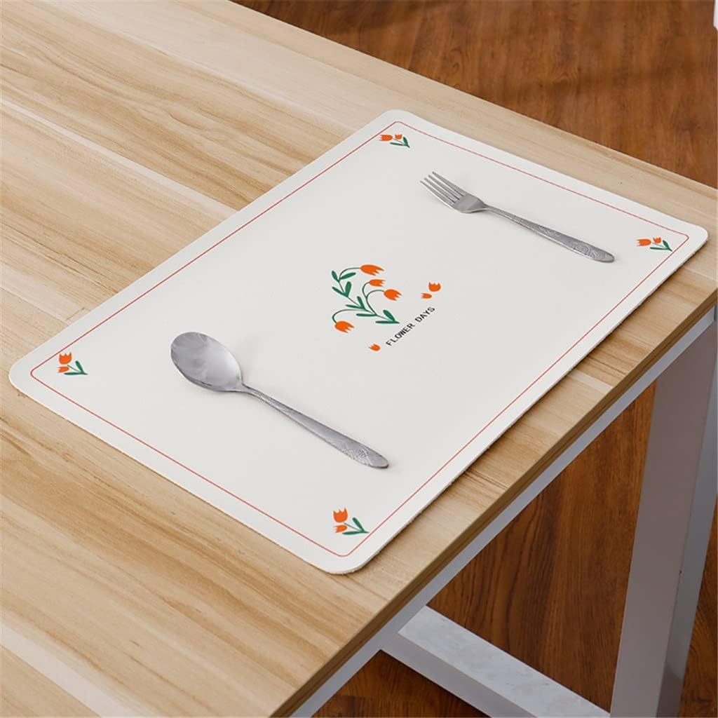 6 Pcs Rectangular Table Mat Placemat Pad Kitchen for Dining Anti-scalding Insulation Placemat in Kitchen Accessories (Color : A) (Black)
