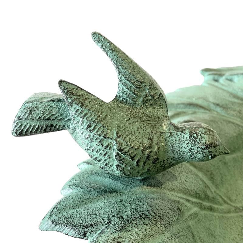 L'Héritier Du Temps Riesige Vogeltränke, Blätter, Vogeltränke, auf Fuß aus Gusseisen, hellgrün, 47 x 52 x 83 cm