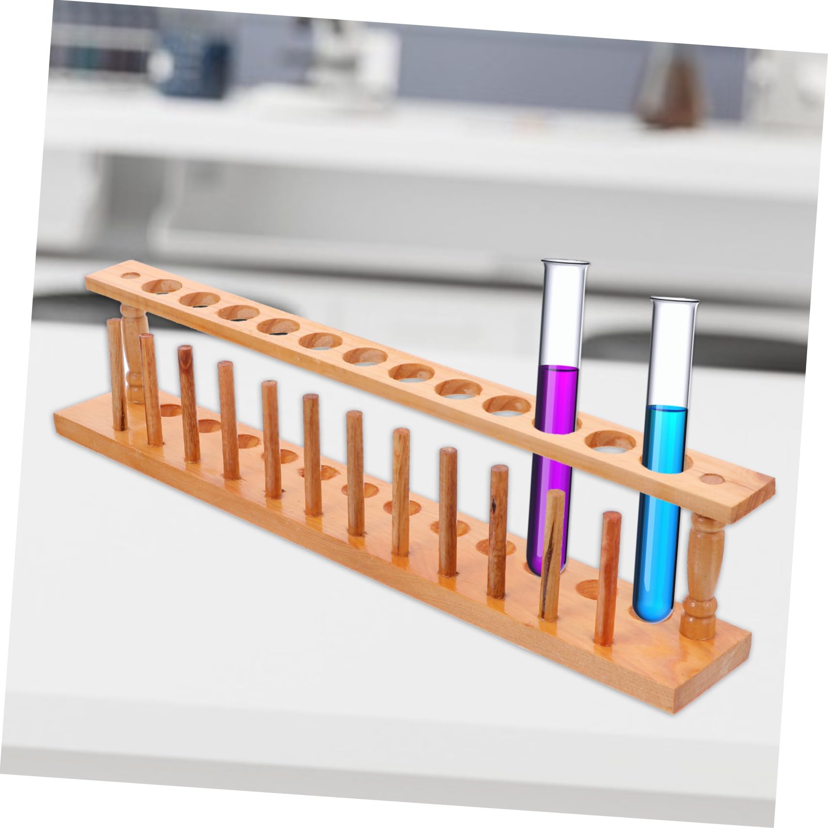 Cabilock Supporto per Provette in Legno Beige, Porta Provette da Laboratorio Ben Levigato, Sicuro le Mani, Adatto per Laboratorio e Scuola
