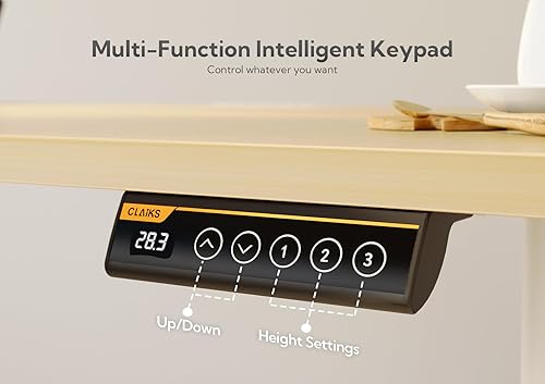 Miniatura 9 de Claiks Escritorio eléctrico de pie, escritorio de pie de altura ajustable, 48 x 24 pulgadas, escritorio de oficina en casa con tablero de empalme,