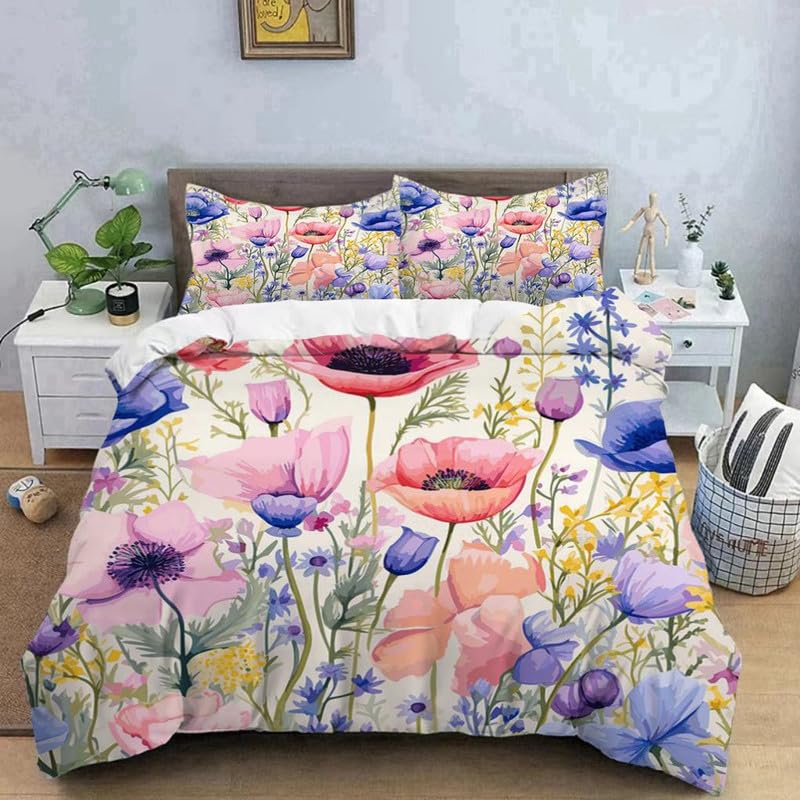 Cadeau personnalisé garçons filles avec cette parure de lit enfant 90x190 coquelicot