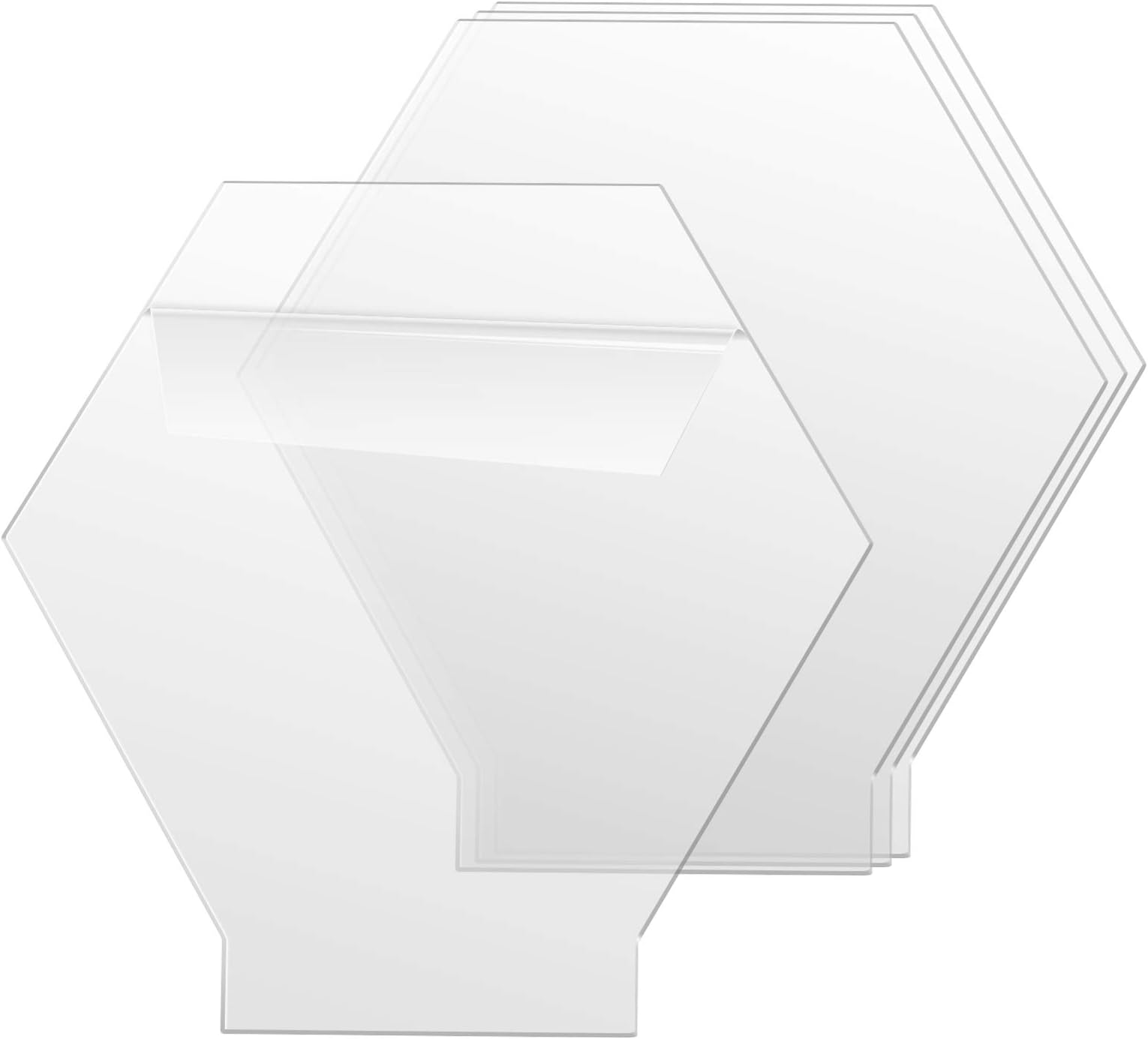 Gartful 2mm Acrylic Blanks for Light Base, 4PCS Clear Acrylic Sheets, Cast Plexiglass Board, 0.08"(2mm) Thick Plastic Glass Panel with Protective Film for Table Sign, DIY Display Project, Hexagon