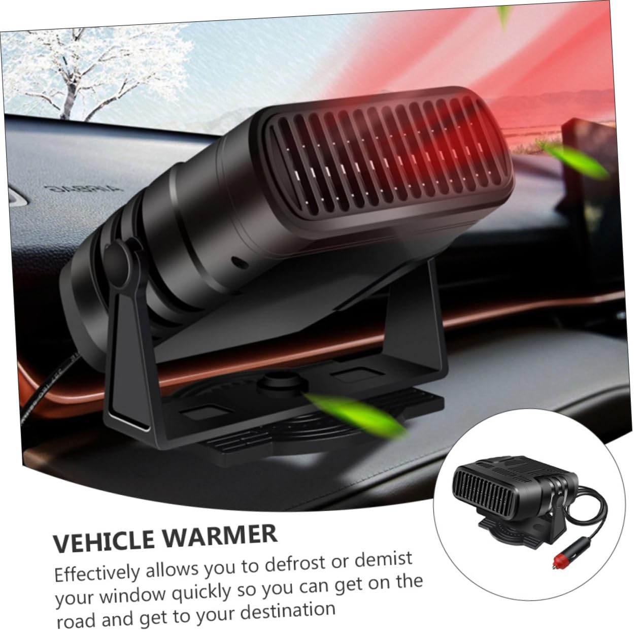 3piezas Calefactor Portátil Para Coche Descongelador y Desempañador Para Ventanas y Parabrisas Instantáneo y Instalación Vehículos