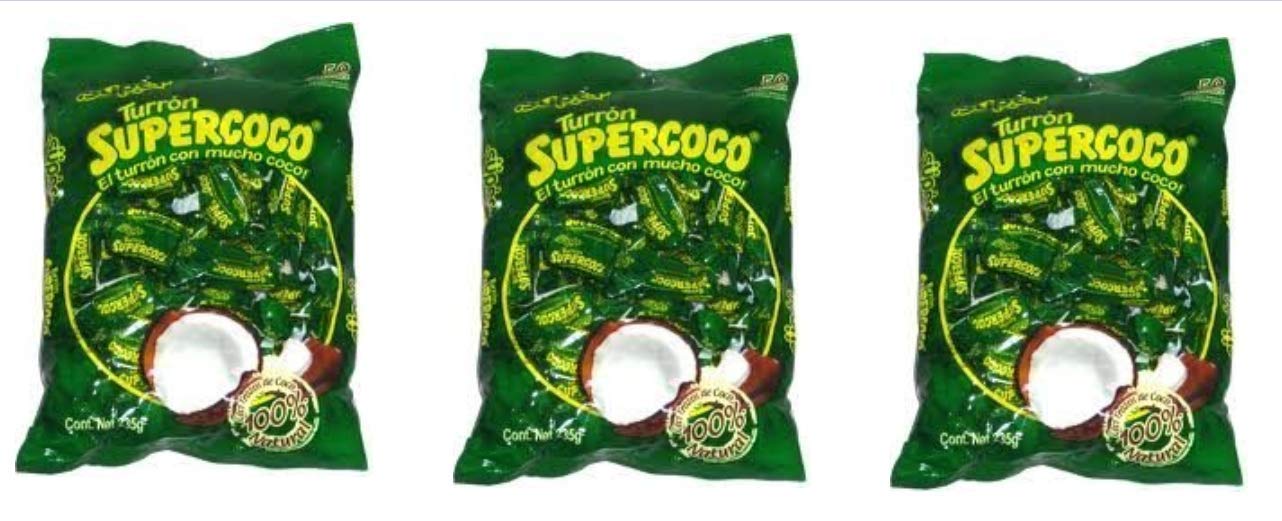 SUPER TURRON SUPERCOCO ALL NATURAL COCONUT CANDY 50 COUNT by Supercoco (Pack of 3)