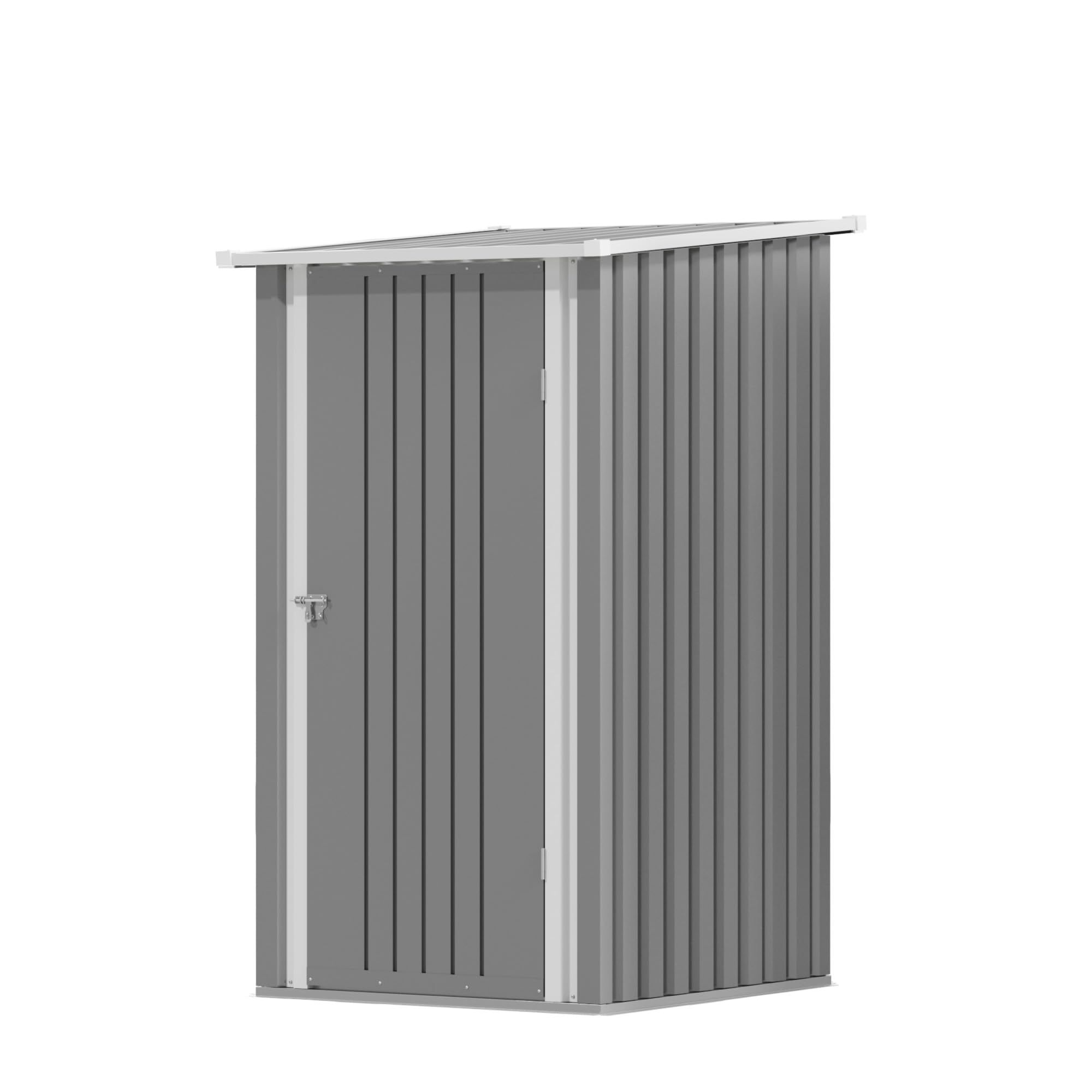 Triumphkey Metal Garden Storage Shed,3.3ft x 3.4ft Outdoor Waterproof Tool Shed with Lockable Door Sloping Roof - Small Utility Storage for Backyard, Patio Garbage Bin Lawn, Grey