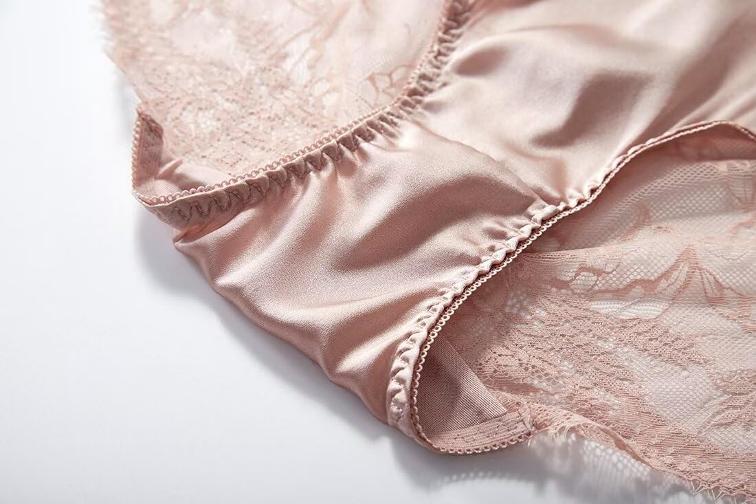 SilRiver Women's Silk Satin Panties Lace Brief Sexy Undies Breathable Underpants - Image 5
