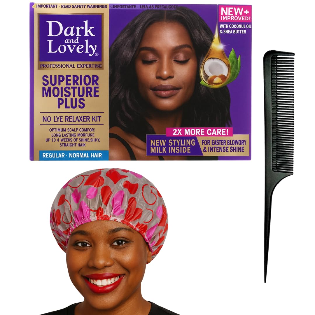 Hair Relaxer Box Set - Comes with Comb and Shower Cap Suitable for Dark and Lovely Hair Relaxer Normal Hair | Achieve Gorgeous, Silky Hair at Home