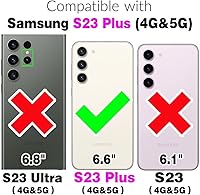 Vista 2 de Asuwish Funda de teléfono para Samsung Galaxy S23 Plus 5G con cremallera, funda desmontable con protector de pantalla de vidrio templado y tarjetero