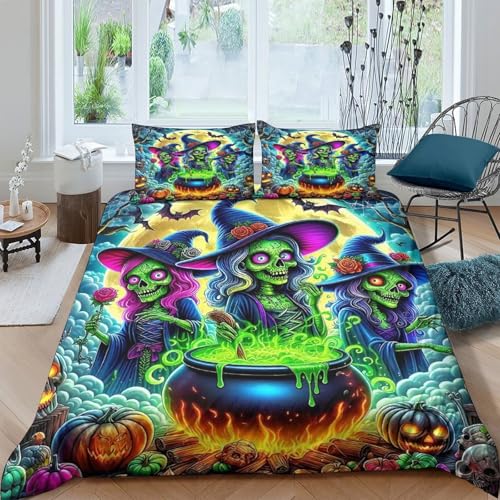 Housse de couette sorcière抗皱易洗 200x200cm Halloween parure